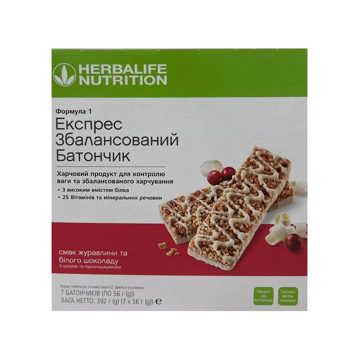 Зображення продукту Формула 1 Збалансований батончик Журавлина - Білий Шоколад